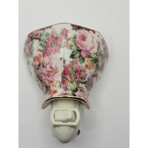 Formalities By Baum Bros. VTG Night Light Porcelain Wall Plug In Floral Roses